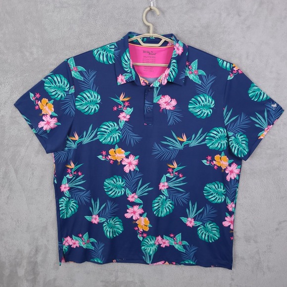 Birdie Bound Other - Birdie Bound Polo Shirt Mens 3XL Blue Tropical Floral Golf Performance